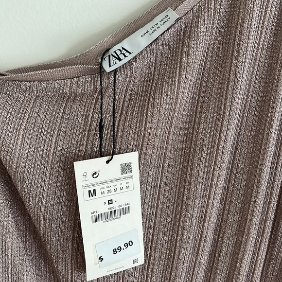 NWT ZARA METALLIC THREAD ASYMMETRIC DRESS - Picture 3 of 4